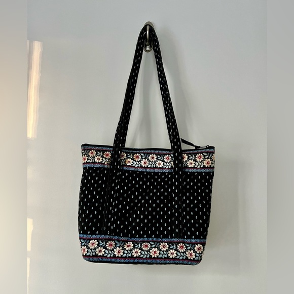Vintage Vera Bradley Black Zipper Tote Floral Pattern - Picture 3 of 4